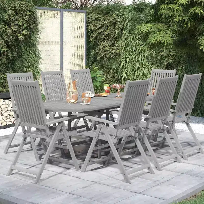 vidaXL Solid Wood Acacia Patio Dining Set 7 Piece Garden Seat Oval/Rectangular