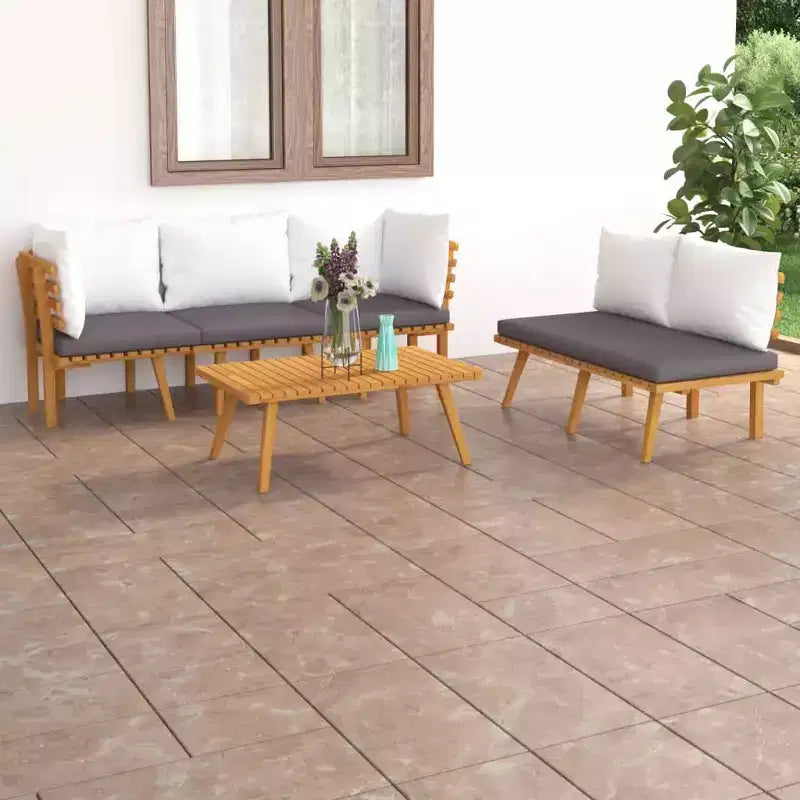 vidaXL Patio Lounge Set Sectional Sofa Set with Cushions Solid Wood Acacia