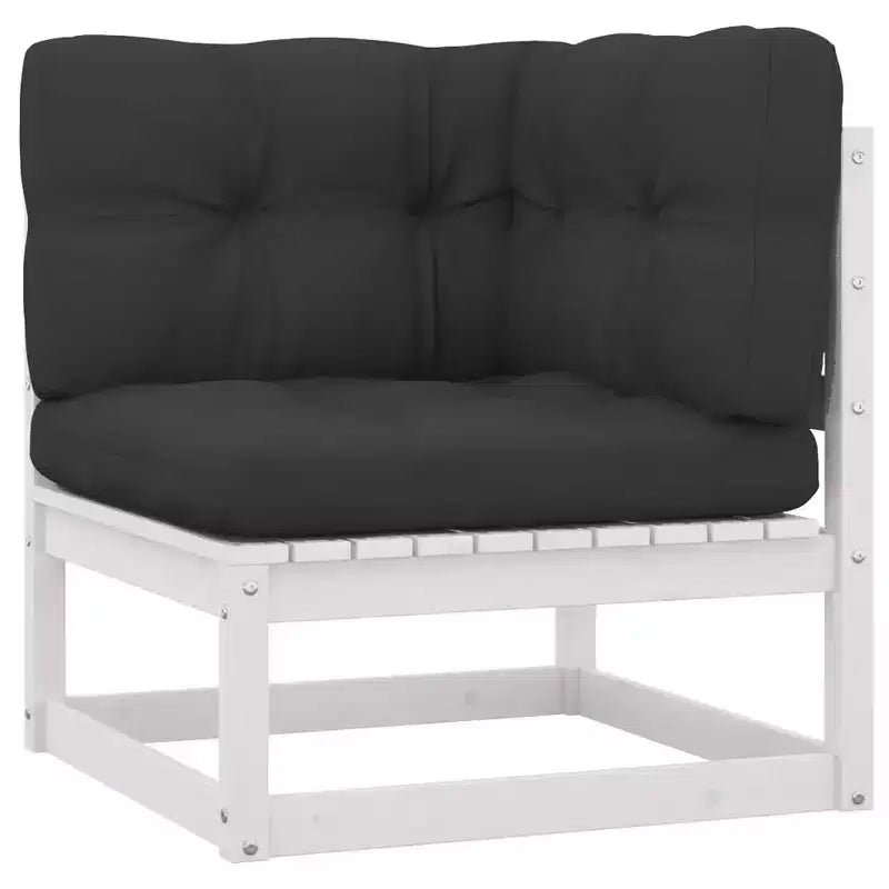 vidaXL White Solid Pinewood Patio Lounge Set, Rustic Charm Outdoor Furniture with Cushions - 12 Piece Set - Stable, Durable-Retro Style