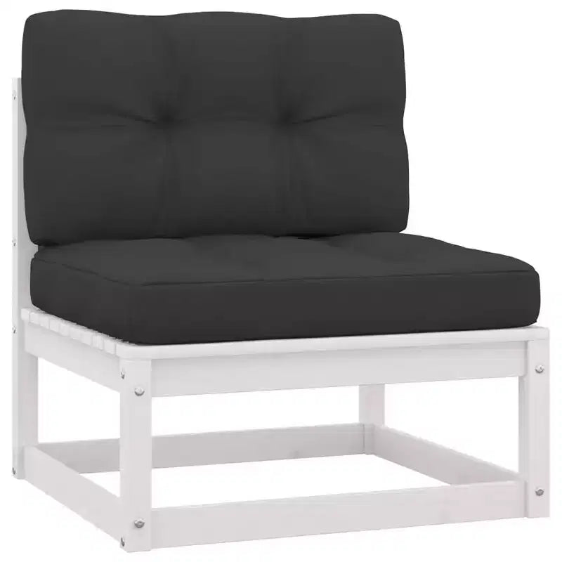 vidaXL White Solid Pinewood Patio Lounge Set, Rustic Charm Outdoor Furniture with Cushions - 12 Piece Set - Stable, Durable-Retro Style