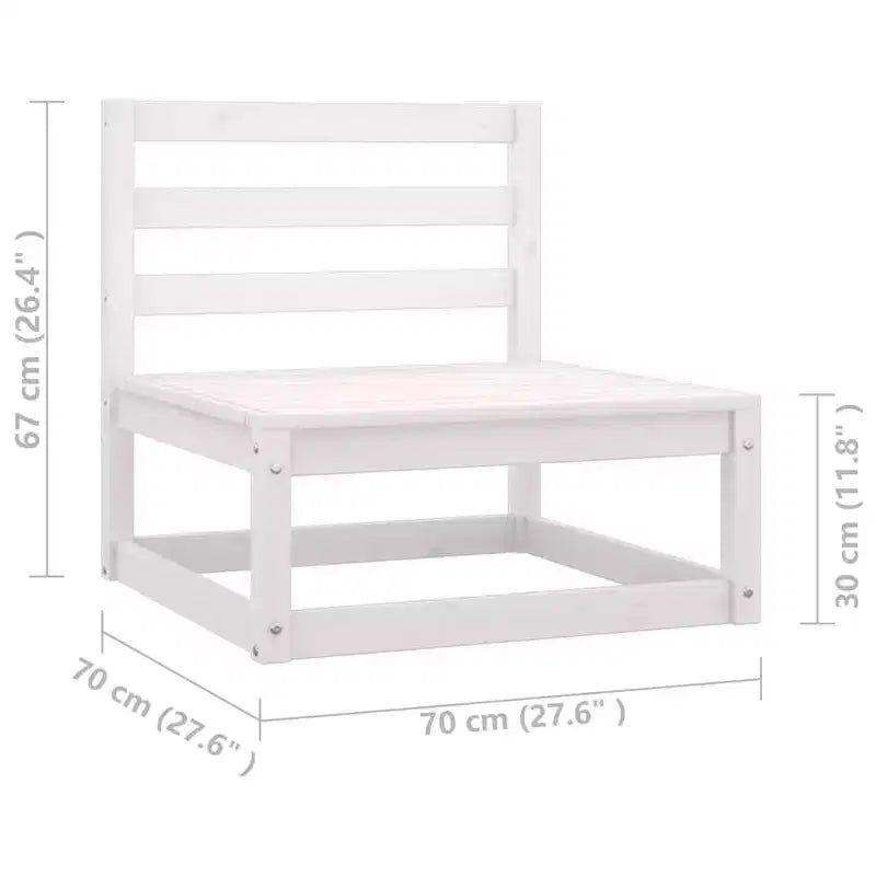 vidaXL White Solid Pinewood Patio Lounge Set, Rustic Charm Outdoor Furniture with Cushions - 12 Piece Set - Stable, Durable-Retro Style