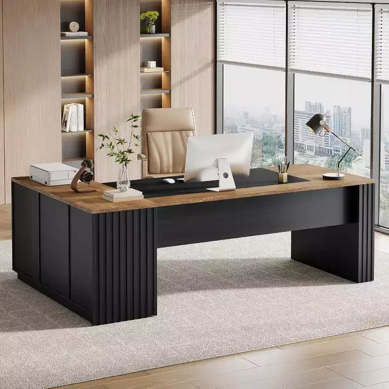 Lantine 78 L Shaped Executive Desk with Drawers, Computer Desk with Cabinet, Business Furniture Sets Workstation for Home Office