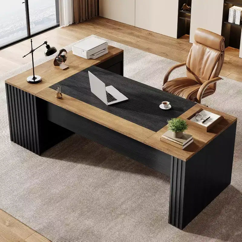 Lantine 78 L Shaped Executive Desk with Drawers, Computer Desk with Cabinet, Business Furniture Sets Workstation for Home Office