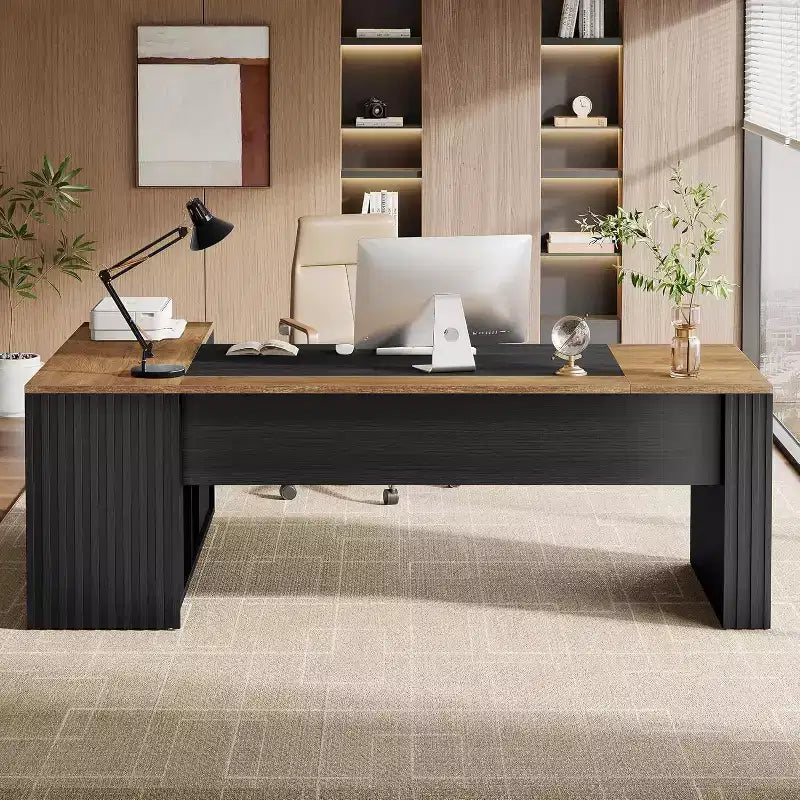 Lantine 78 L Shaped Executive Desk with Drawers, Computer Desk with Cabinet, Business Furniture Sets Workstation for Home Office
