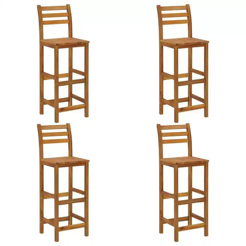 vidaXL 5-Piece Acacia Wood Patio Bar Set  High-Top Outdoor Table with Rooftop and 4 Stools for Garden, Terrace, Brown Finish