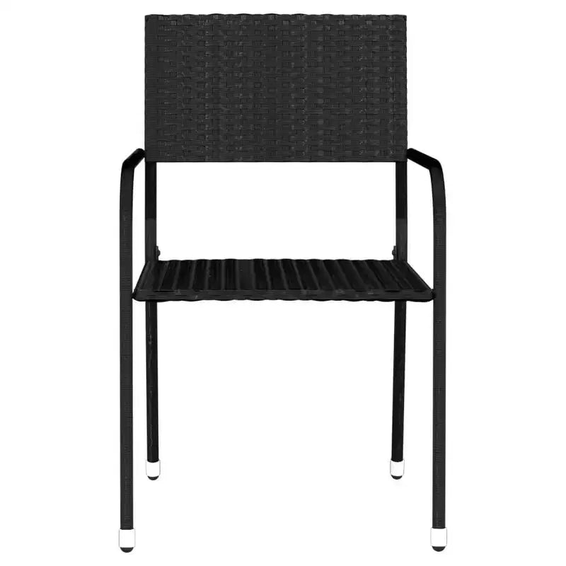 vidaXL Garden Dining Set Black Steel, PE Rattan Standard Stackable - Black 31.5 Table Length 4 Items