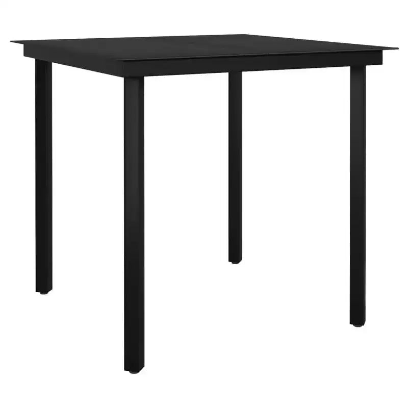 vidaXL Garden Dining Set Black Steel, PE Rattan Standard Stackable - Black 31.5 Table Length 4 Items