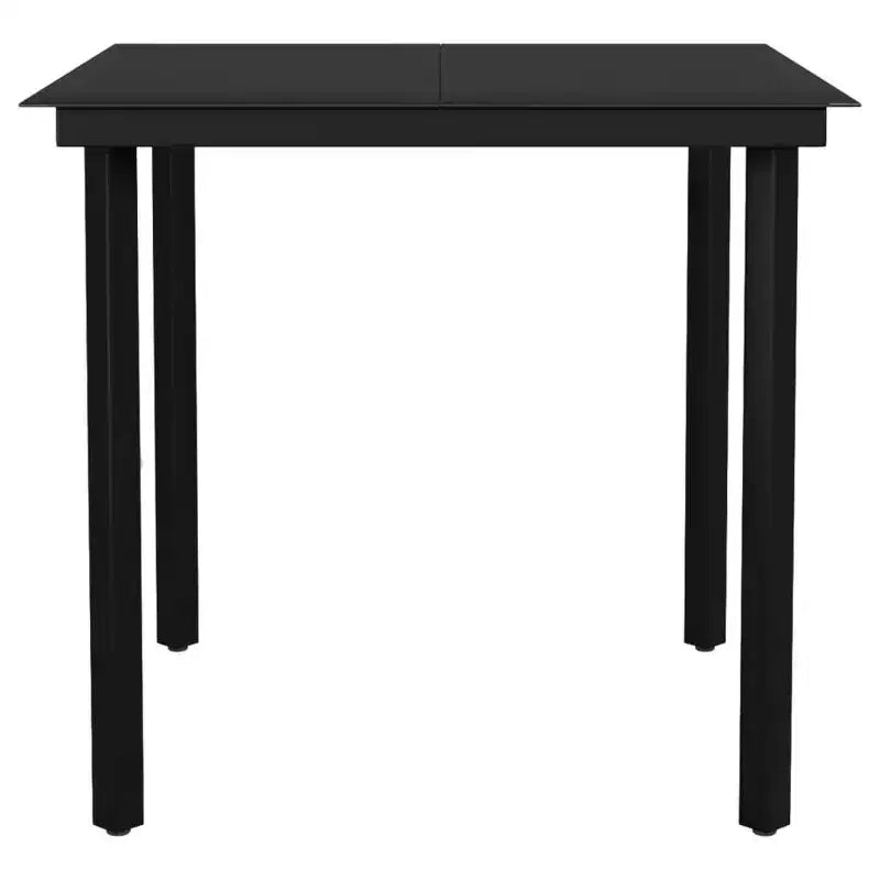 vidaXL Garden Dining Set Black Steel, PE Rattan Standard Stackable - Black 31.5 Table Length 4 Items