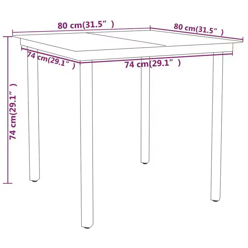 vidaXL Garden Dining Set Black Steel, PE Rattan Standard Stackable - Black 31.5 Table Length 4 Items