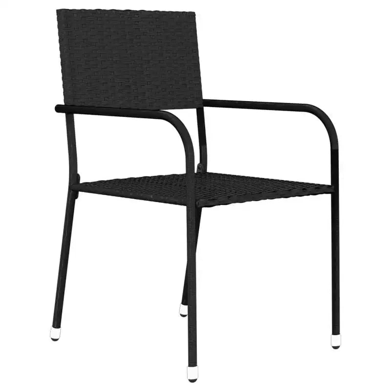 vidaXL Garden Dining Set Black PE Rattan, Powder-Coated Steel, Glass - 55.1 Table Length Black 6