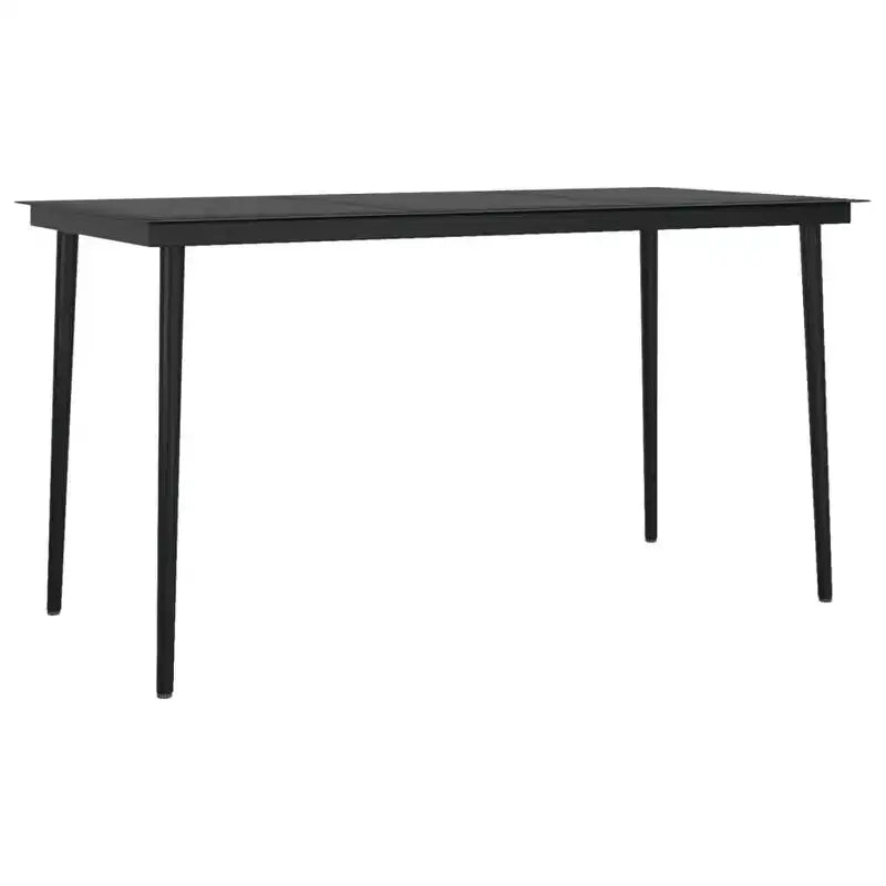 vidaXL Garden Dining Set Black PE Rattan, Powder-Coated Steel, Glass - 55.1 Table Length Black 6
