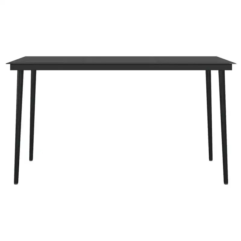 vidaXL Garden Dining Set Black PE Rattan, Powder-Coated Steel, Glass - 55.1 Table Length Black 6