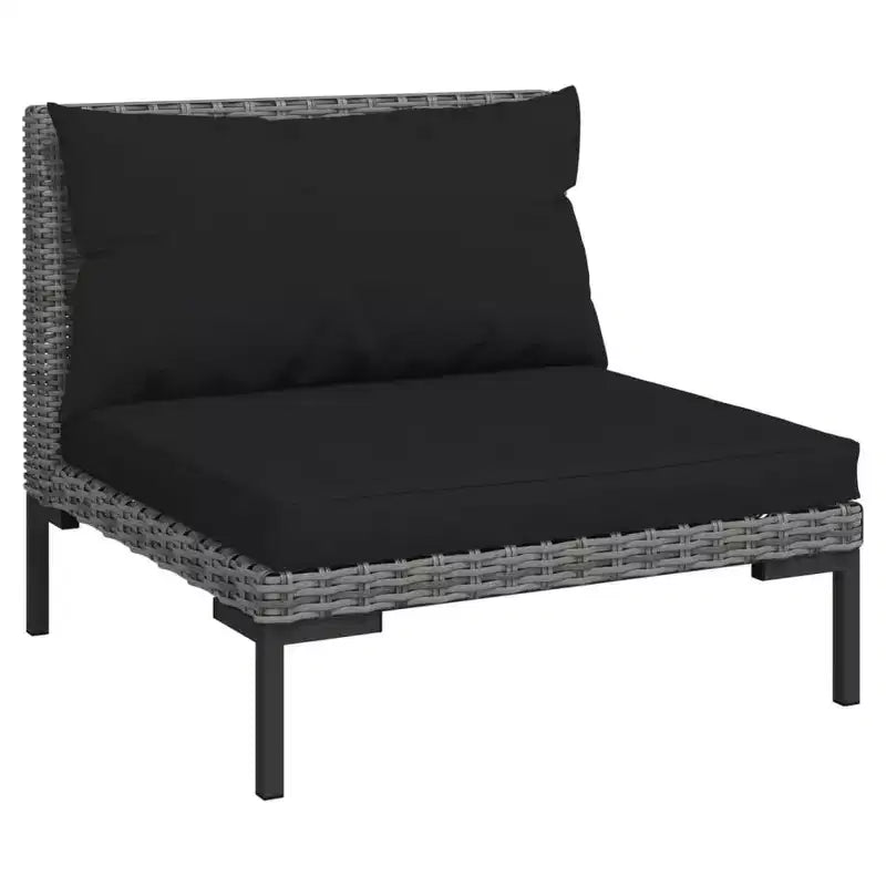 vidaXL Patio Lounge Set Outdoor Sectional Corner Sofa Poly Rattan Dark Grey