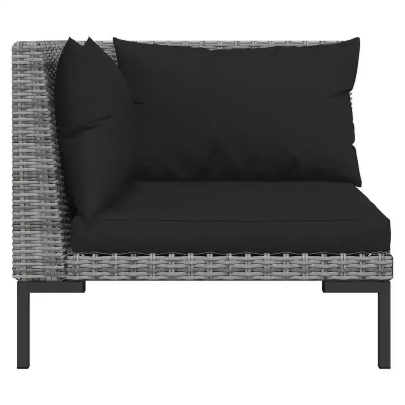 vidaXL Patio Lounge Set Outdoor Sectional Corner Sofa Poly Rattan Dark Grey