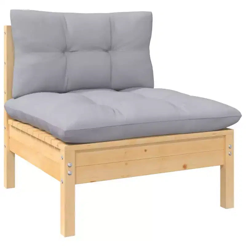 vidaXL Solid Pinewood Patio Lounge Set 10 Piece with Cushions - Brown and Gray