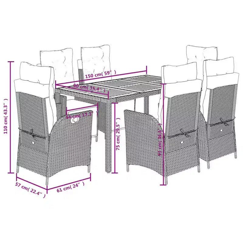 vidaXL Garden Dining Set Grey