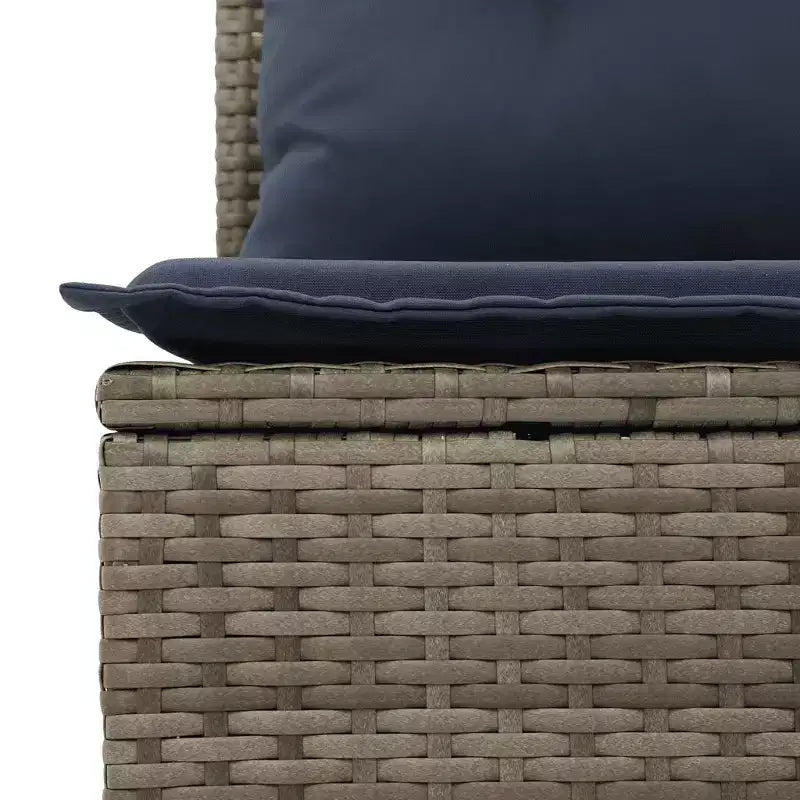 vidaXL 6 Piece Patio Sofa Set with Cushions Gray and Navy Blue Poly Rattan