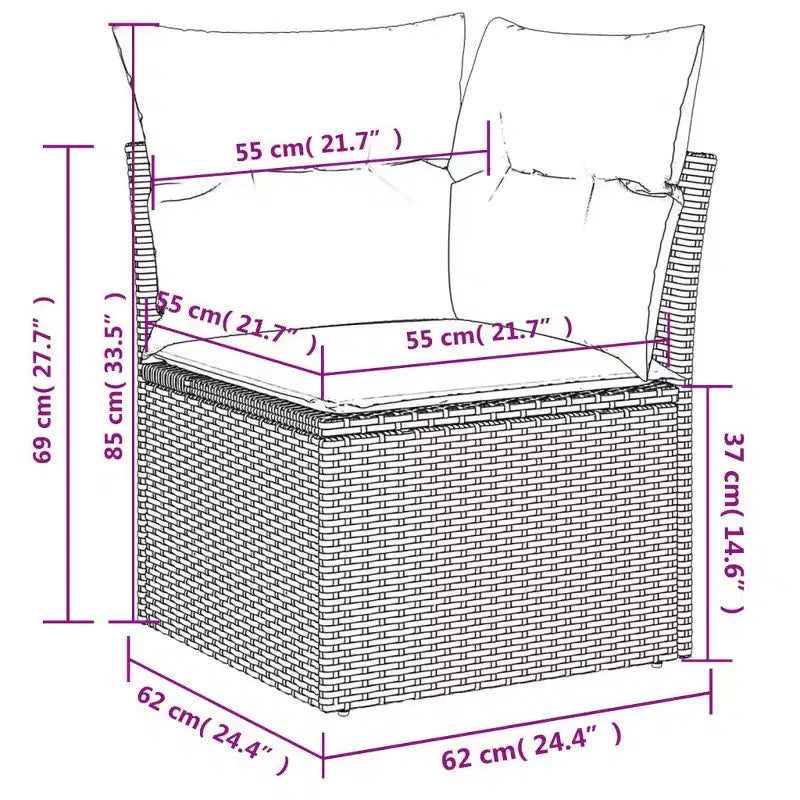 vidaXL Garden Sofa Set Beige PE rattan, steel, tempered glass, polyester