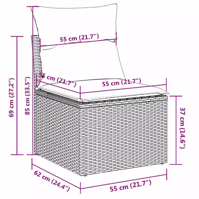 vidaXL Garden Sofa Set Beige PE rattan, steel, tempered glass, polyester