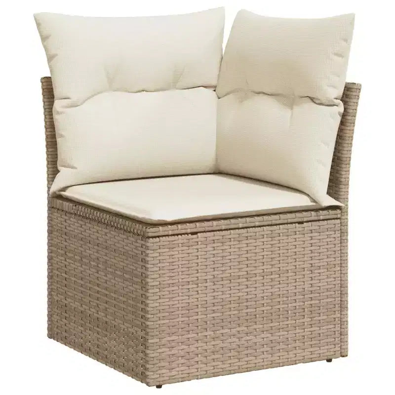 vidaXL Garden Sofa Set Beige PE rattan, steel, tempered glass, polyester