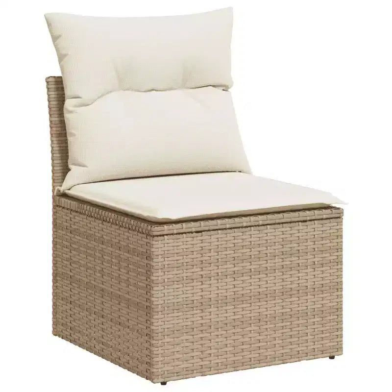 vidaXL Garden Sofa Set Beige PE rattan, steel, tempered glass, polyester