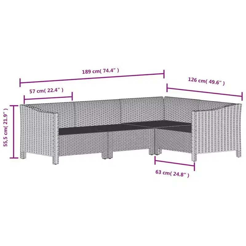 vidaXL 6 Piece Patio Lounge Set with Cushions Gray Poly Rattan
