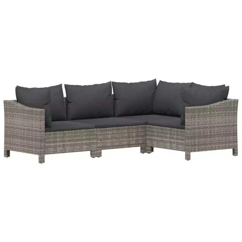 vidaXL 6 Piece Patio Lounge Set with Cushions Gray Poly Rattan