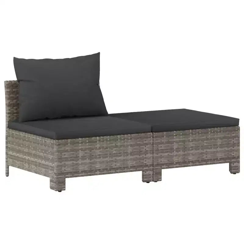 vidaXL 6 Piece Patio Lounge Set with Cushions Gray Poly Rattan