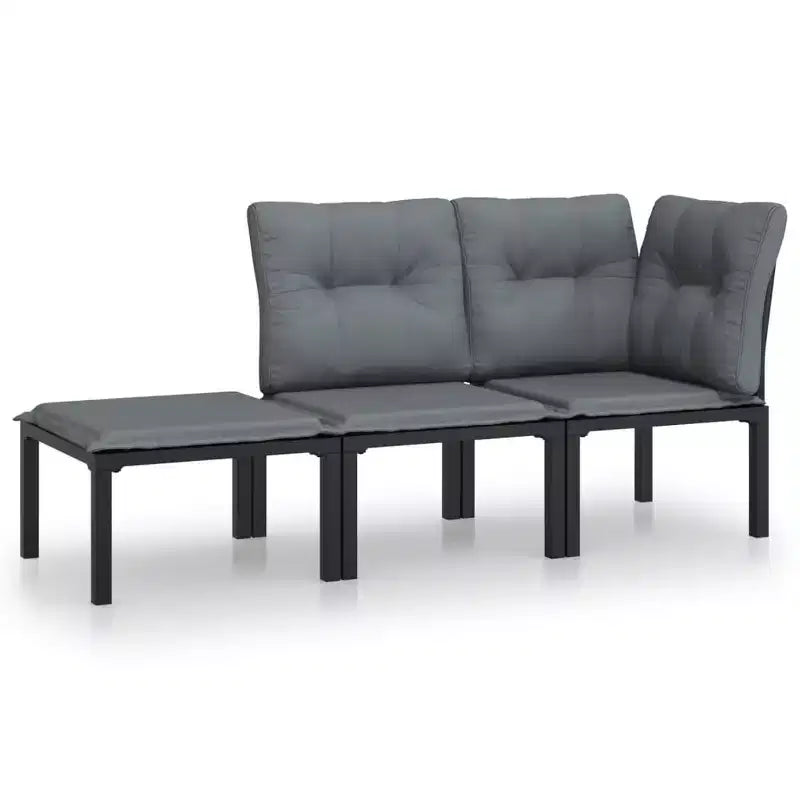 vidaXL Patio Lounge Set Sofa for Garden Lawn Set Black and Gray Poly Rattan