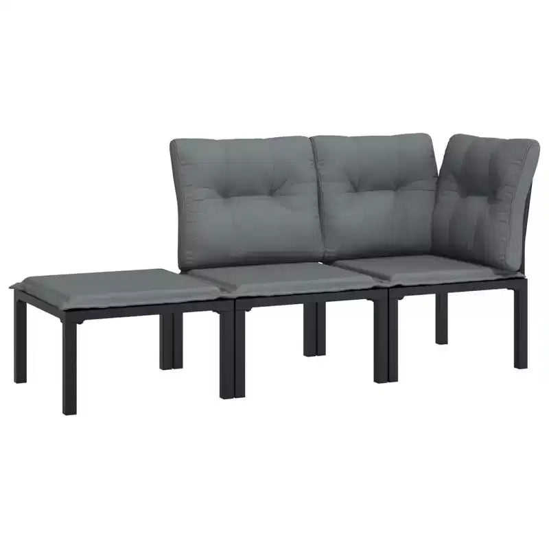 vidaXL Patio Lounge Set Sofa for Garden Lawn Set Black and Gray Poly Rattan