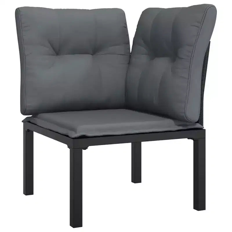 vidaXL Patio Lounge Set Sofa for Garden Lawn Set Black and Gray Poly Rattan