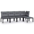 vidaXL Patio Lounge Set Sofa for Garden Lawn Black and Gray Poly Rattan