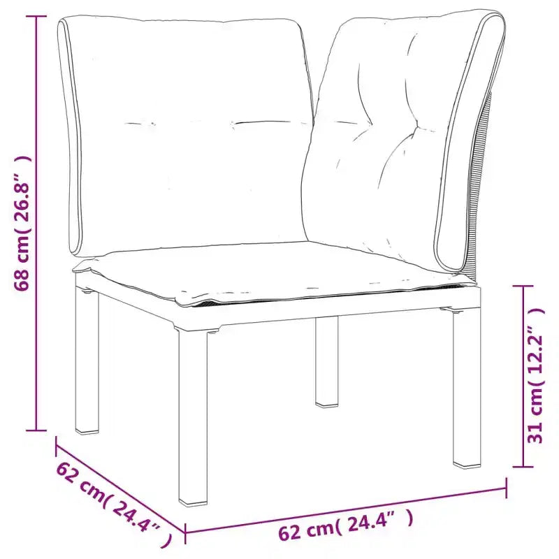 vidaXL Patio Lounge Set Sofa for Garden Lawn Black and Gray Poly Rattan