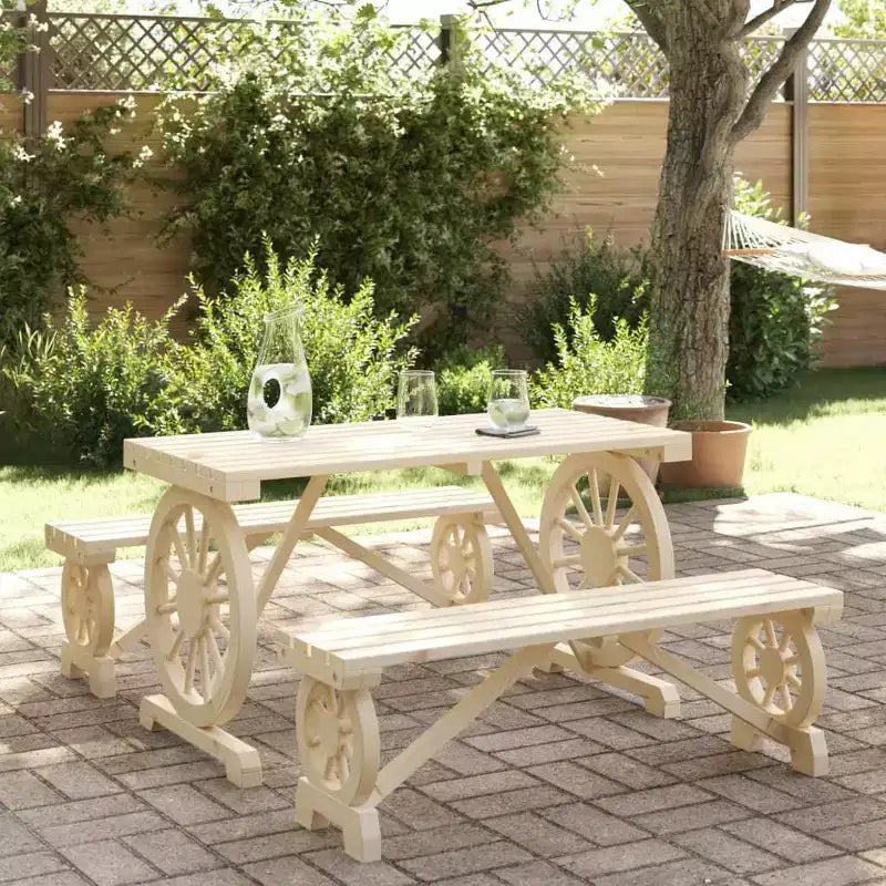 vidaXL Garden Dining Set Natural wood Solid fir wood Medium Durable