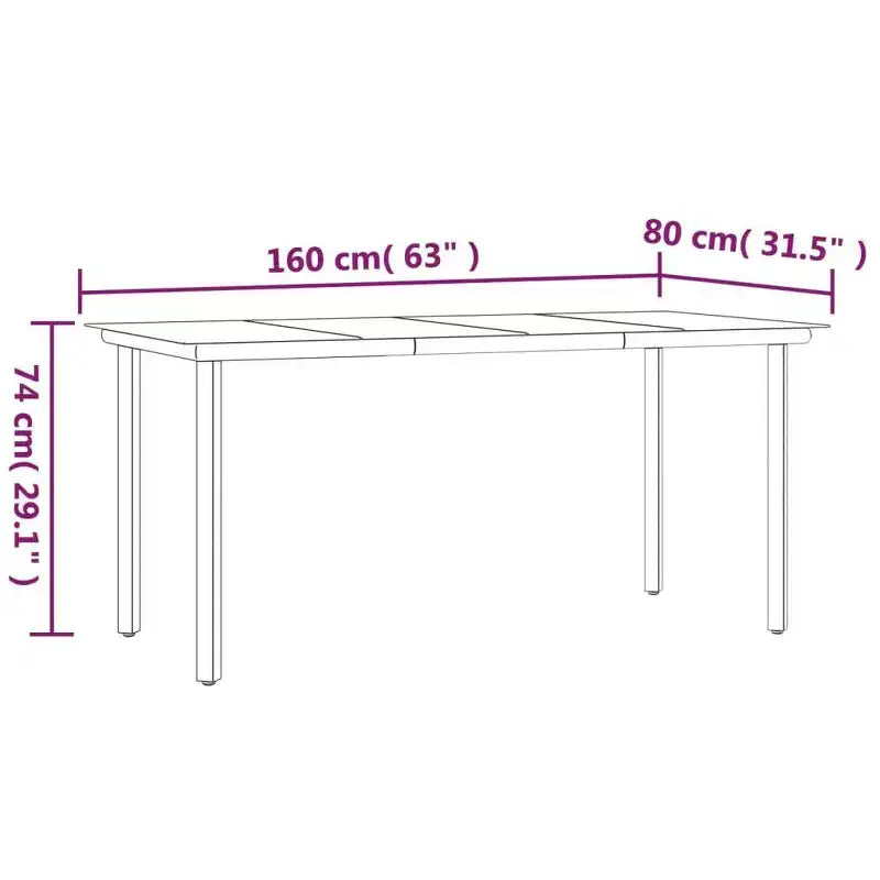 vidaXL Garden Dining Set Black Steel, PE Rattan Standard Stackable - Black 63 Table Length 6 Items