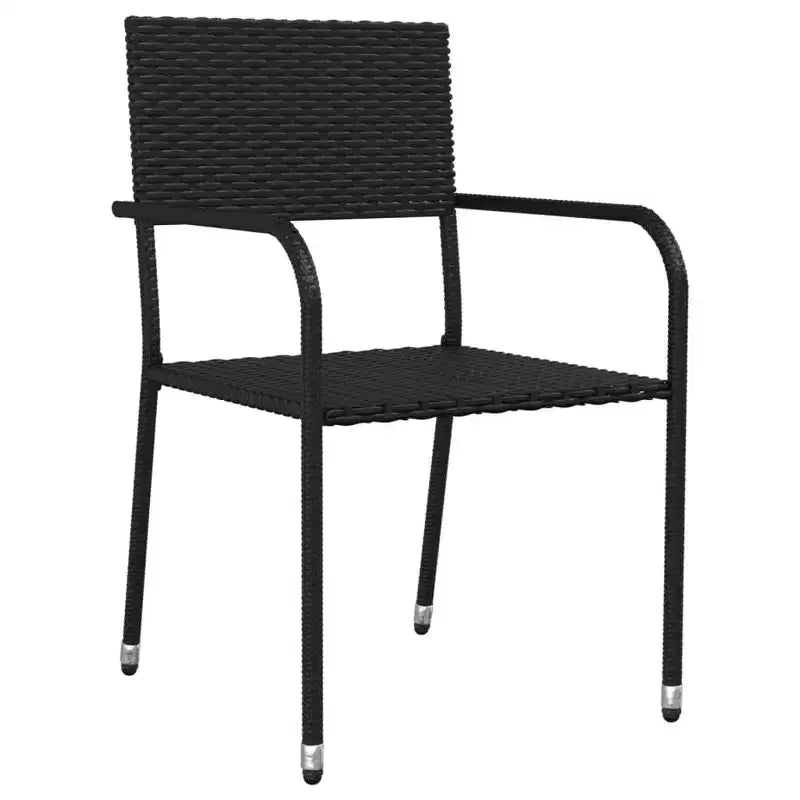 vidaXL Garden Dining Set Black Steel, PE Rattan Standard Stackable - Black 63 Table Length 6 Items