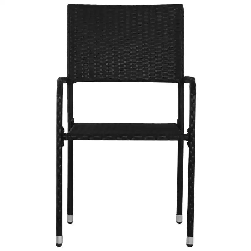 vidaXL Garden Dining Set Black Steel, PE Rattan Standard Stackable - Black 63 Table Length 6 Items