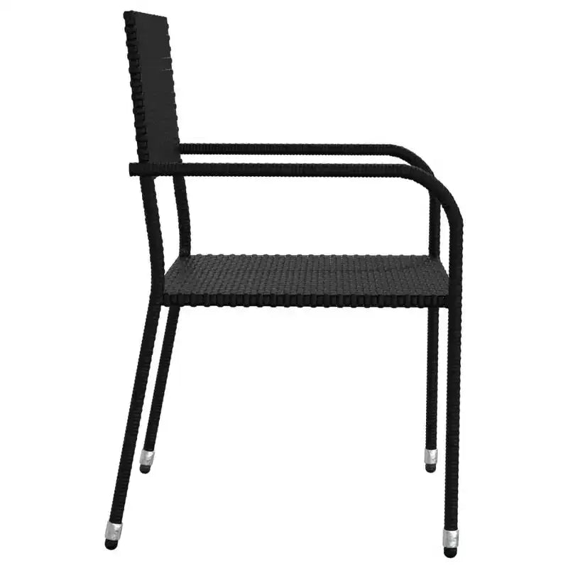 vidaXL Garden Dining Set Black Steel, PE Rattan Standard Stackable - Black 63 Table Length 6 Items