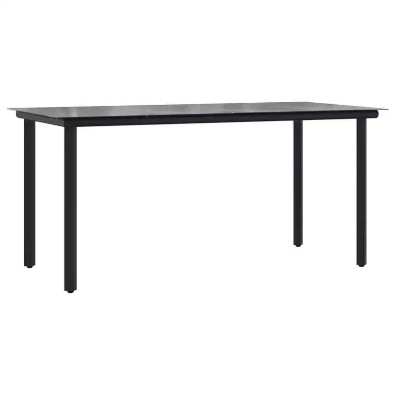 vidaXL Garden Dining Set Black Steel, PE Rattan Standard Stackable - Black 63 Table Length 6 Items