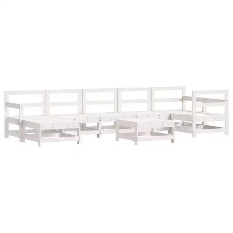 vidaXL Patio Lounge Set with Cushions Outdoor Furniture Set 8 Piece Solid Wood - White Pine