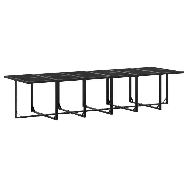 vidaXL 17 Piece Patio Dining Set with Cushions Black Textilene