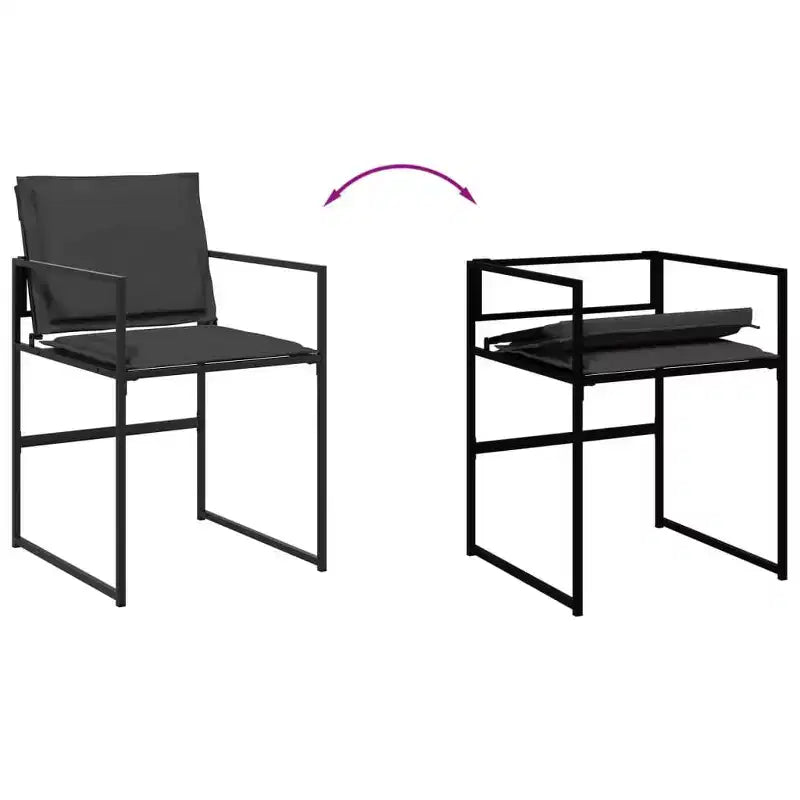 vidaXL 17 Piece Patio Dining Set with Cushions Black Textilene