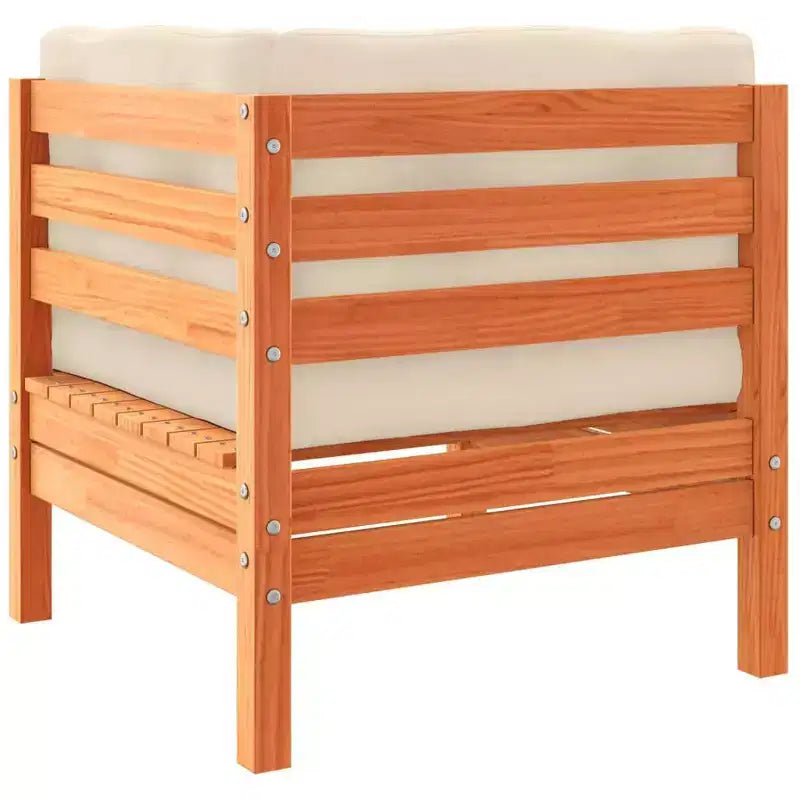 vidaXL Garden Sofa Set Wax Brown, Cream Solid Pine Wood, Oxford Fabric