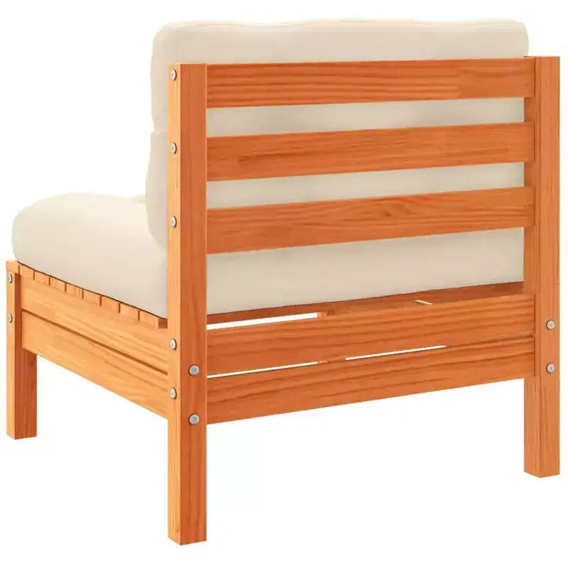 vidaXL Garden Sofa Set Wax Brown, Cream Solid Pine Wood, Oxford Fabric