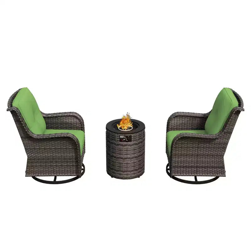 UPTIOT 3-Piece Wicker Outdoor Seating Group with Fire Pit