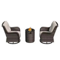 UPTIOT 3-Piece Wicker Outdoor Seating Group with Fire Pit