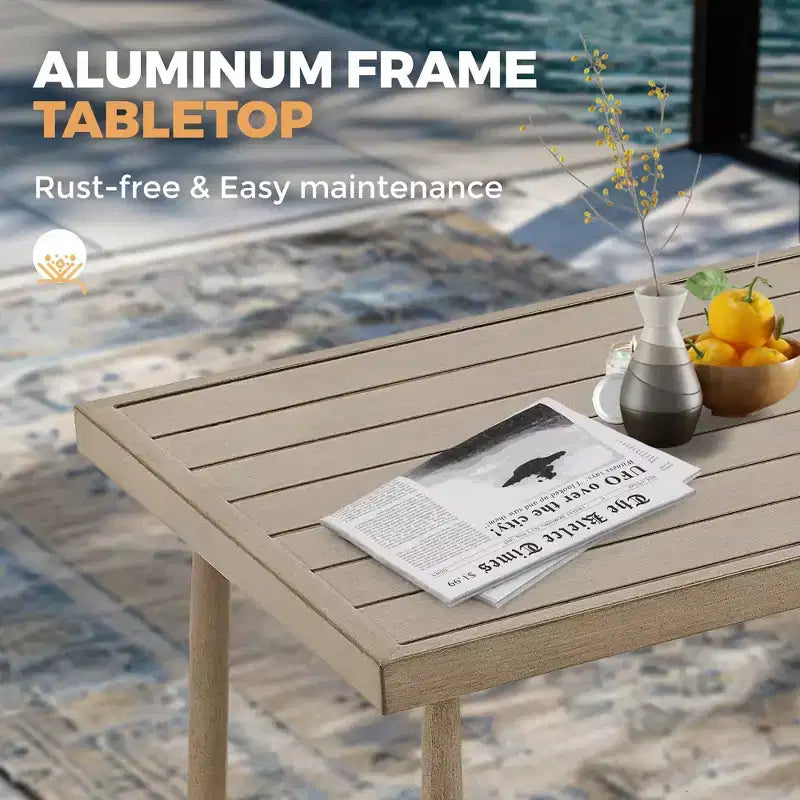 HAPPATIO 7 Pieces Aluminum Outdoor Conversation Set Includes 1 Loveseat, Coffee Table, Side Table, 2 Armchairs and Ottomans