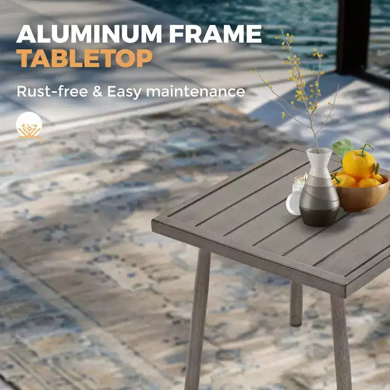 HAPPATIO 7 Pieces Aluminum Outdoor Conversation Set Includes 1 Loveseat, Coffee Table, Side Table, 2 Armchairs and Ottomans