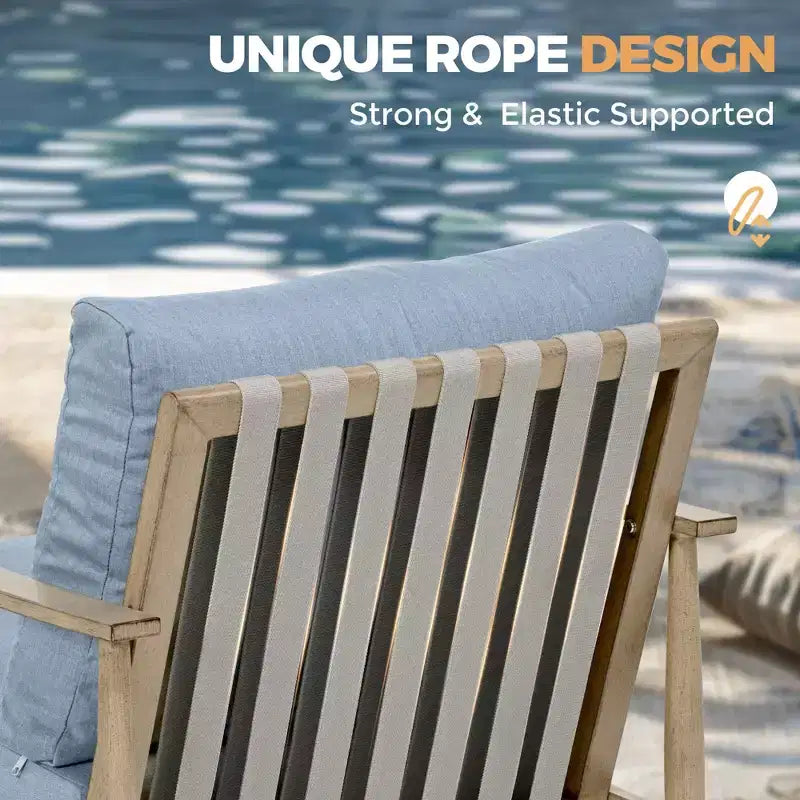 HAPPATIO 7 Pieces Aluminum Outdoor Conversation Set Includes 1 Loveseat, Coffee Table, Side Table, 2 Armchairs and Ottomans