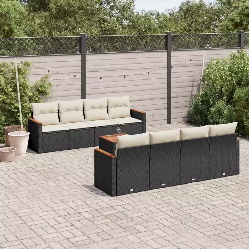 vidaXL Garden Sofa Set Black PE rattan 9 Piece Set Adjustable Feet